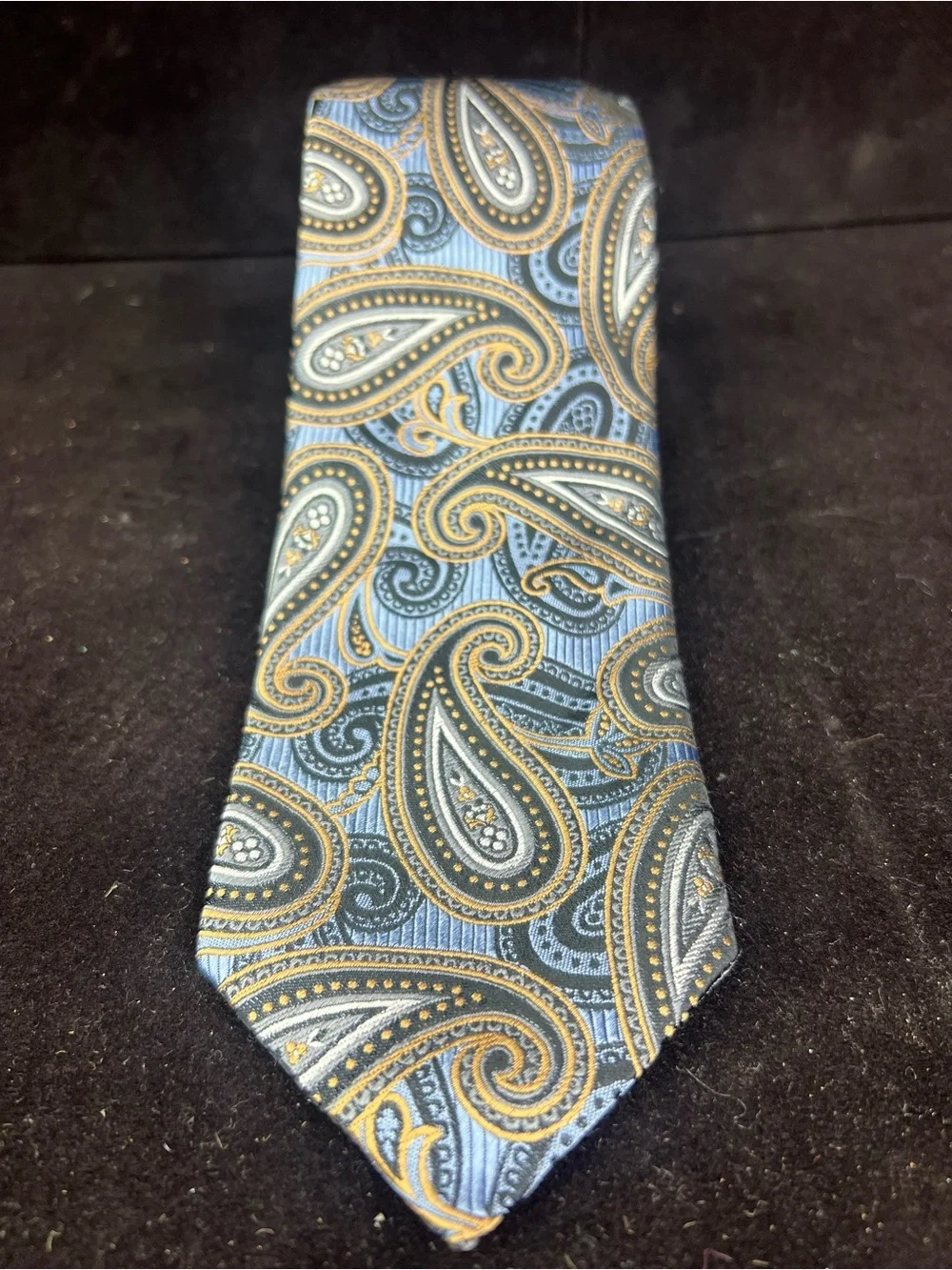 JZ Boulder Men's Paisley Silk Tie in Blue and Gold